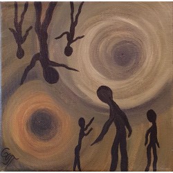 Painting on canvas with akrylics colors,shadows