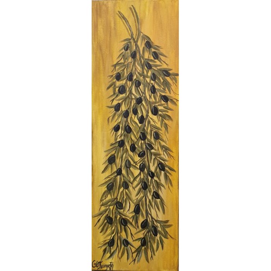 Painting on canvas with akrylics colors,olive branch