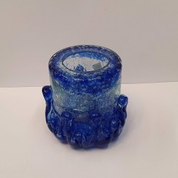 Hand blown glass,candle holder & vase,blue color