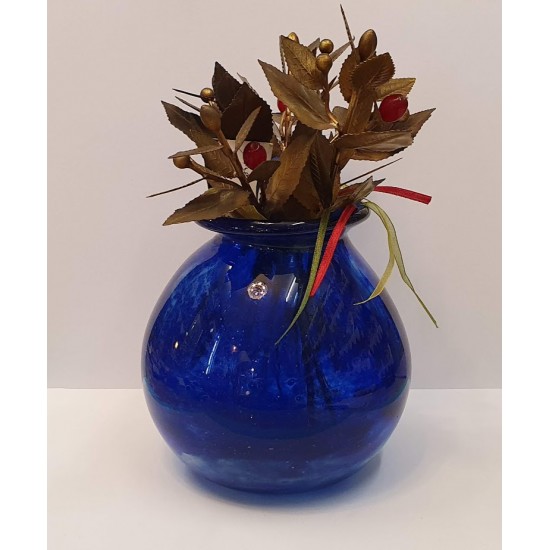 Hand blown glass,vase in blue royal color