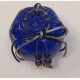 Hand blown glass,pomegranate symbol for good luck in blue color