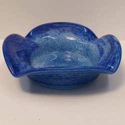 HANDCRAFTED BLOWN GLASS ASHTRAY BLUE COLOR