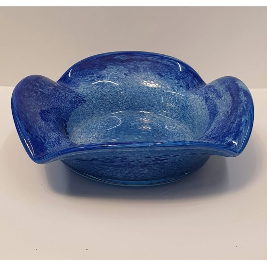 HANDCRAFTED BLOWN GLASS ASHTRAY BLUE COLOR
