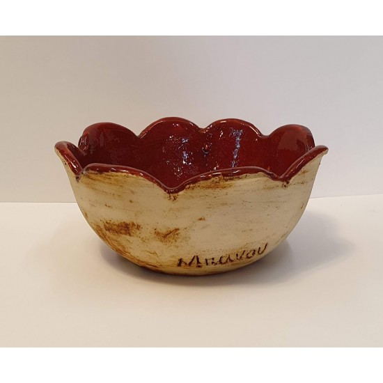 CERAMIC BOWL FLOWER HAND MADE UNIQE SAMOT