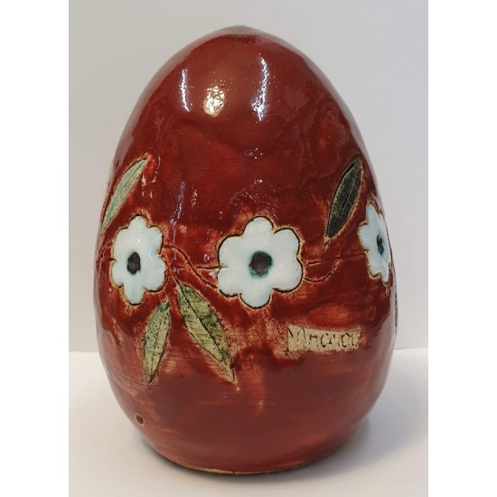 HANDCRAFTED UNIQUE CERAMIC EGG WITH FLOWERS