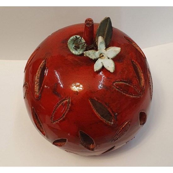 CERAMIC HANDCRAFTED UNIQUE SPHERE CANDLE HOLDER  APPLE SHAPE
