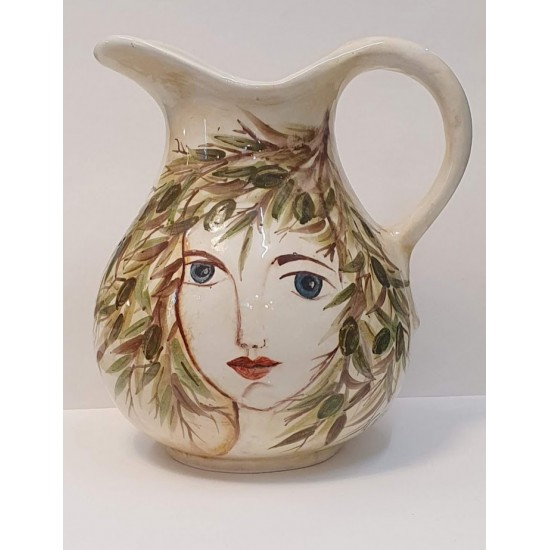 HANDCRAFTED CERAMIC CARAFE WITH OLIVE BRIDE