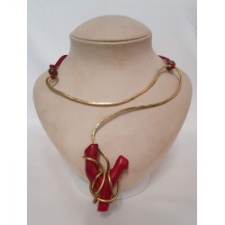 BRONZE NECKLACE WITH CORAL