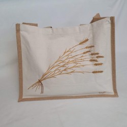 BEACH BAG OR FOR SHOPPING PAINTED WITH EARS OF CORN