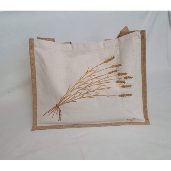 BEACH BAG OR FOR SHOPPING PAINTED WITH EARS OF CORN