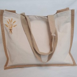 BEACH BAG OR FOR SHOPPING PAINTED WITH EARS OF CORN