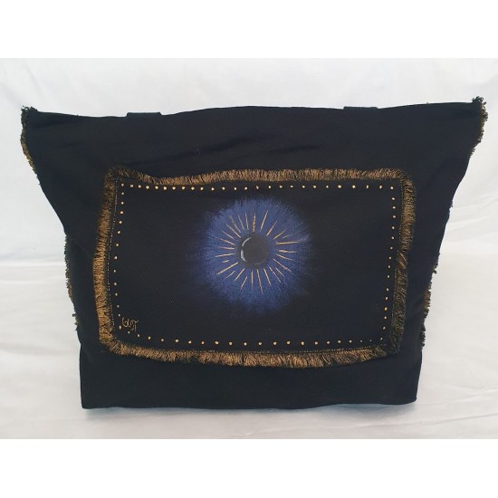 BEACH BAG OR FOR SHOPPING PAINTED WITH EYE