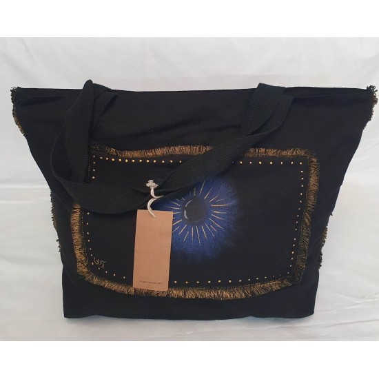 BEACH BAG OR FOR SHOPPING PAINTED WITH EYE