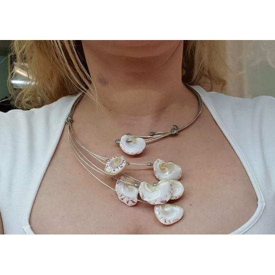NECKLACE SILVER PLATED WITH SEASHELLS 60CM