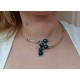 NECKLACE SILVER PLATED WITH CRYSOKOLLA 47CM