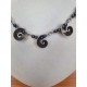 SILVER 925 NECKLACE WITH HEMATITE  STONES,HAND MADE 925 SILVER SHELLS 41CM