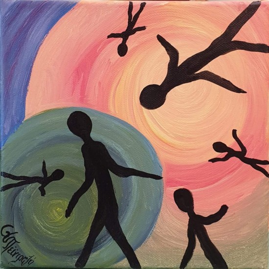 Painting on canvas with akrylics colors,shadows