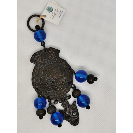 Handmade Charm – Brass Traditional Buckle Decorated with Glass and Brass Beads