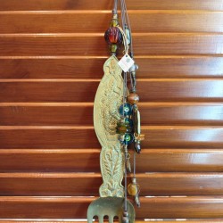 Handmade Collectible Good Luck Charm – Bronze Fork with Glass Beads and Bronze Elements