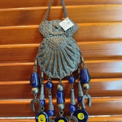 Handmade Antique Brooch with Glass Beads and Metallic Elements