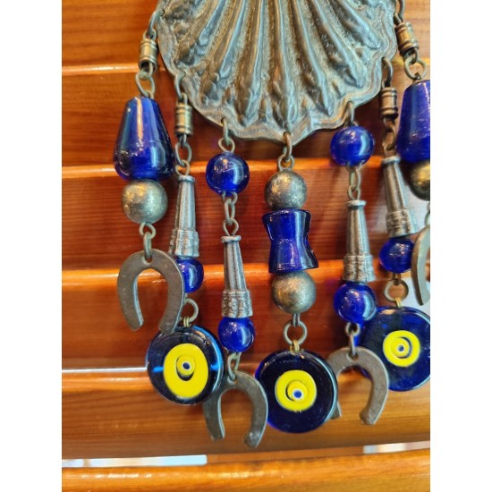 Handmade Antique Brooch with Glass Beads and Metallic Elements