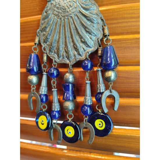 Handmade Antique Brooch with Glass Beads and Metallic Elements