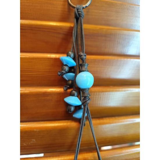 Handmade Unique Flask Charm in Antique Metal Style with Blue Beads