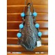 Handmade Unique Flask Charm in Antique Metal Style with Blue Beads