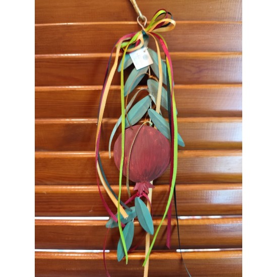 Handmade Charm – Pomegranate Branch Made of Brass with Hand-Painted Design (28x7 cm)