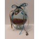 Hand blown glass,pomegranate symbol for good luck in white-blue and brown hues