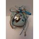 Hand blown glass,pomegranate symbol for good luck in white-blue and brown hues