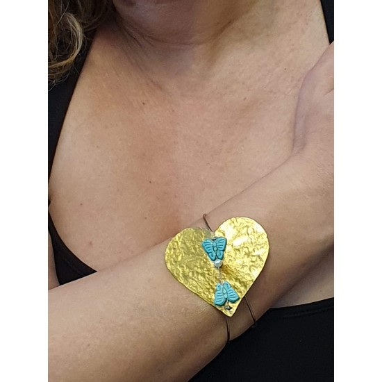 BRACELET WITH BRASS  & TURQUOISE STONES