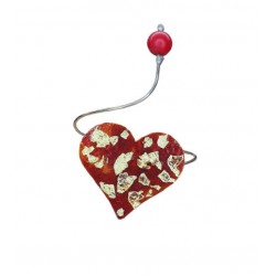 BRACELET WITH BRASS,ENAMEL,18K GOLD LEAF AND CORAL STONE