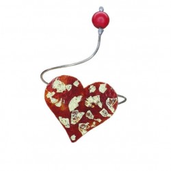 BRACELET WITH BRASS,ENAMEL,18K GOLD LEAF AND CORAL STONE