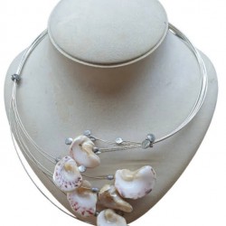 NECKLACE SILVER PLATED WITH SEASHELLS 60CM