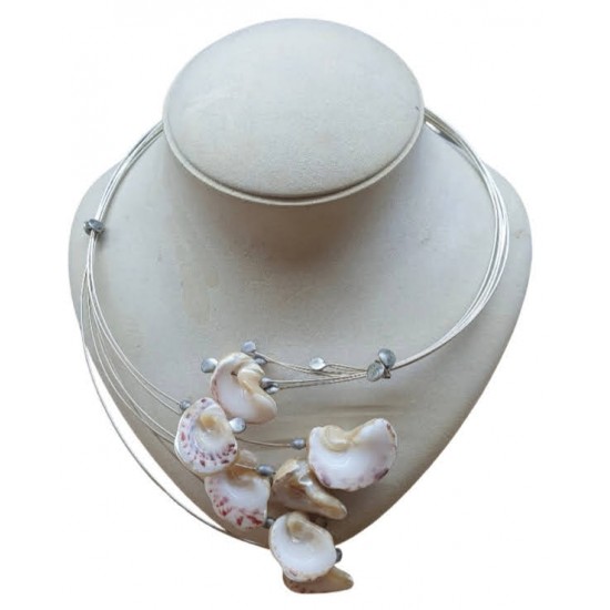 NECKLACE SILVER PLATED WITH SEASHELLS 60CM