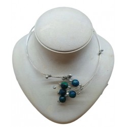 NECKLACE SILVER PLATED WITH CRYSOKOLLA 47CM