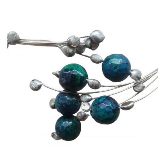 NECKLACE SILVER PLATED WITH CRYSOKOLLA 47CM