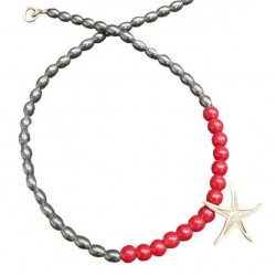 NECKLACE SILVER 925 WITH STAR ,HEMATITE & NEFRITI 43CM