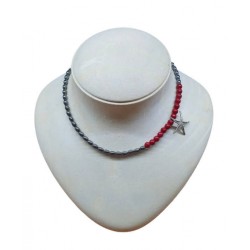 NECKLACE SILVER 925 WITH STAR ,HEMATITE & NEFRITI 43CM