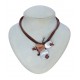 NECKLACE SILVER 925 WITH CARNELIAN AND LETHER 41CM+