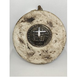 Handmade Wall Hanging Wreath – Bronze & Stone with cross Symbol