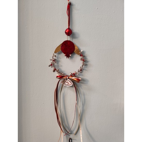 Handmade Lucky Charm – Wreath with Brass Pomegranate