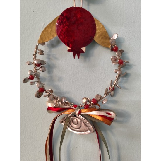 Handmade Lucky Charm – Wreath with Brass Pomegranate