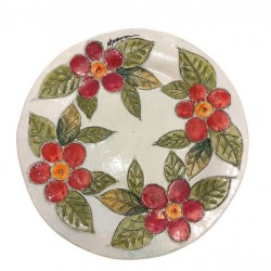 Handmade Embossed Ceramic Plate with Flowers