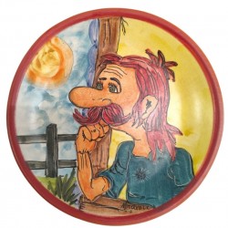Handmade Ceramic Plate with Male Figure