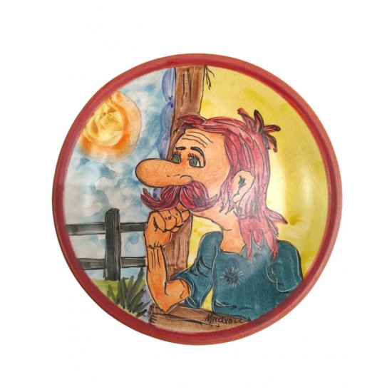 Handmade Ceramic Plate with Male Figure