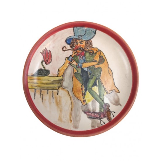 Handmade Ceramic Plate with Harlequin