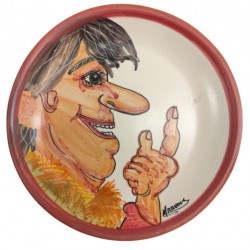 Handmade Ceramic Plate with the Figure of Karagiozis