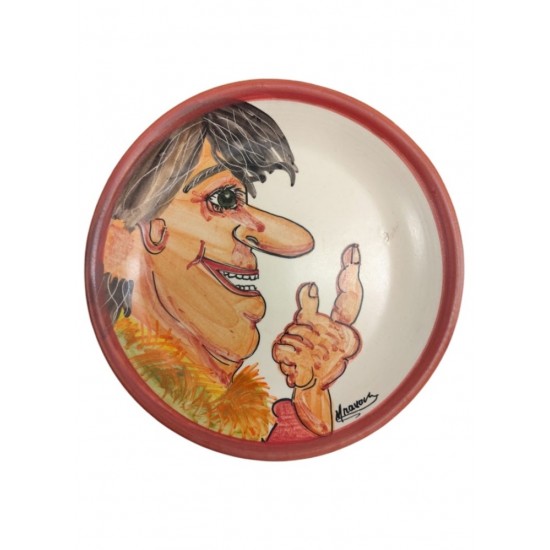 Handmade Ceramic Plate with the Figure of Karagiozis